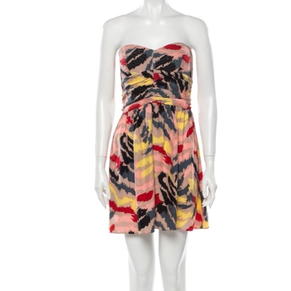 PARKER Silk Strapless Cocktail Dress